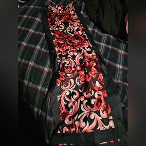 Floral Navy and Red Scarf
